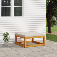 Thumbnail for Gartenhocker mit Hellgrauen Kissen Massivholz Akazie
