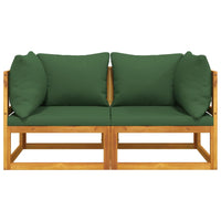Thumbnail for Modular-Ecksofas 2 Stk. mit Grünen Kissen Massivholz Akazie