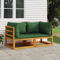 Thumbnail for Modular-Ecksofas 2 Stk. mit Grünen Kissen Massivholz Akazie