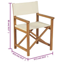 Thumbnail for Regiestühle 2 Stk. Klappbar Creme Massivholz Teak