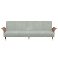 Thumbnail for Schlafsofa mit Getränkehaltern Hellgrau Samt