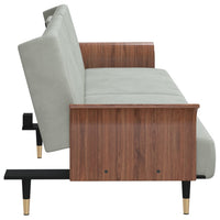 Thumbnail for Schlafsofa mit Getränkehaltern Hellgrau Samt