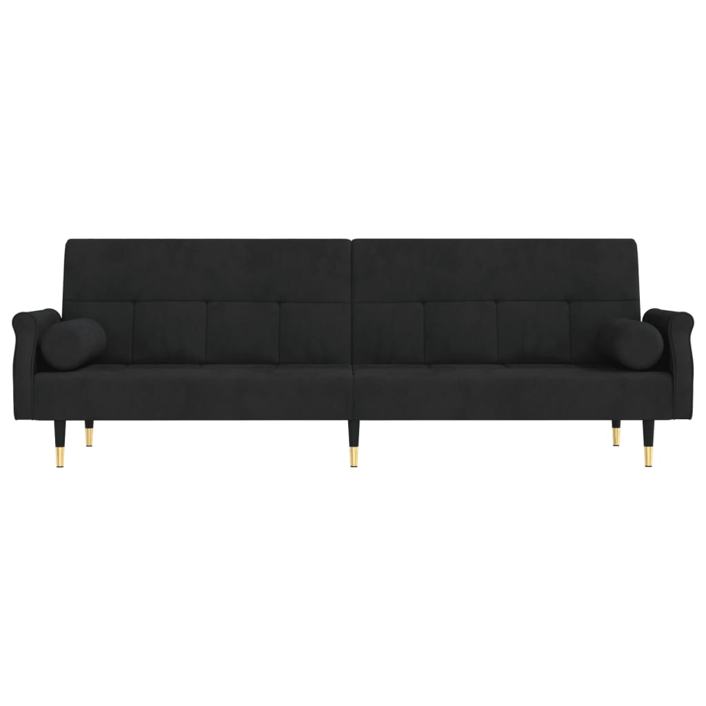 Schlafsofa mit Kissen Schwarz Samt