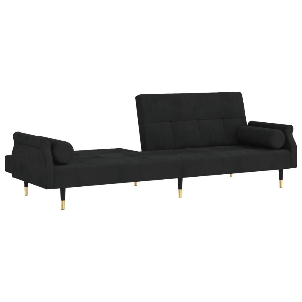 Schlafsofa mit Kissen Schwarz Samt