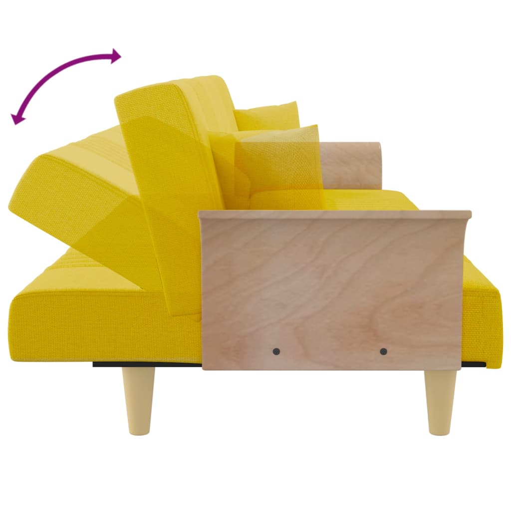 Schlafsofa mit Armlehnen Hellgelb Stoff