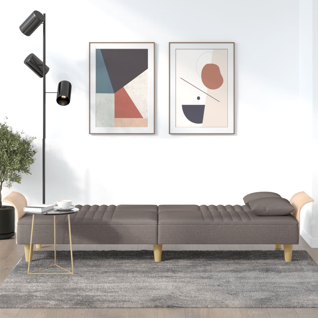 Schlafsofa mit Armlehnen Taupe Stoff