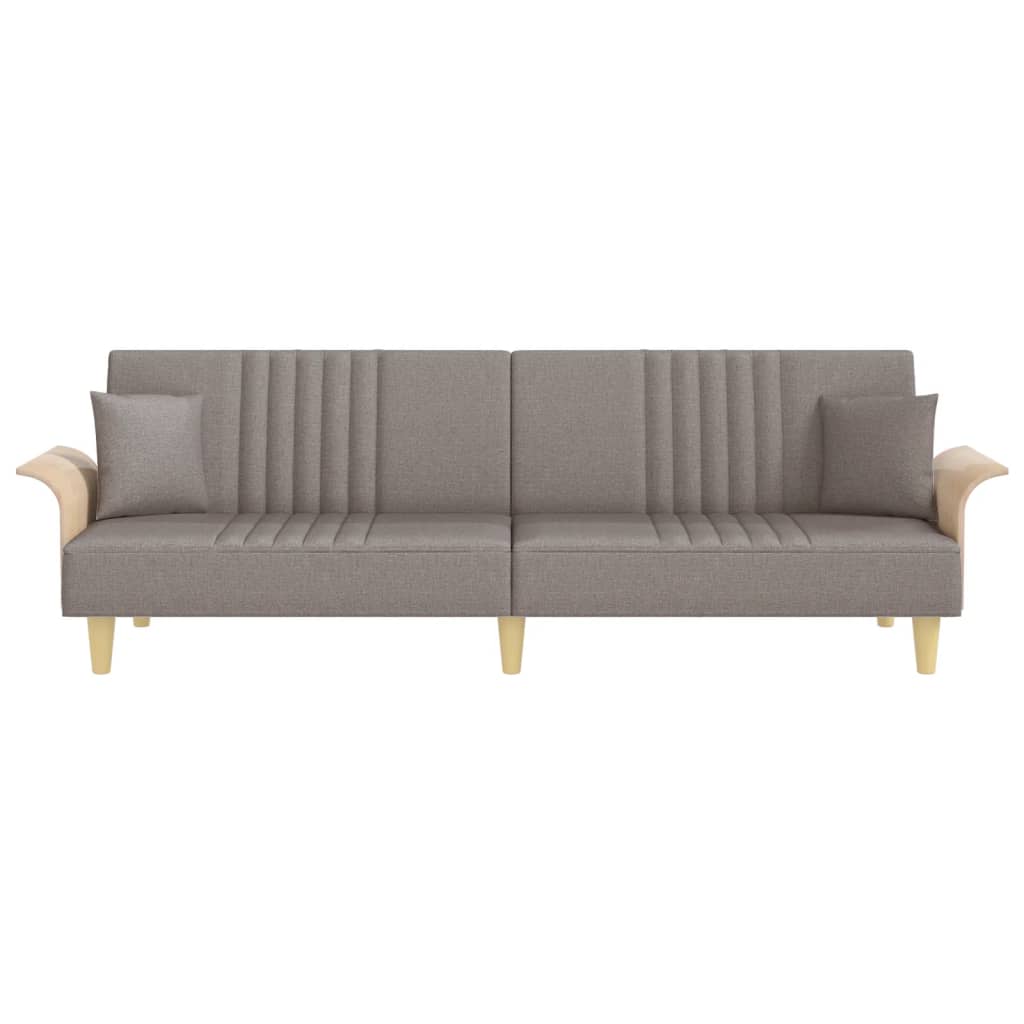 Schlafsofa mit Armlehnen Taupe Stoff