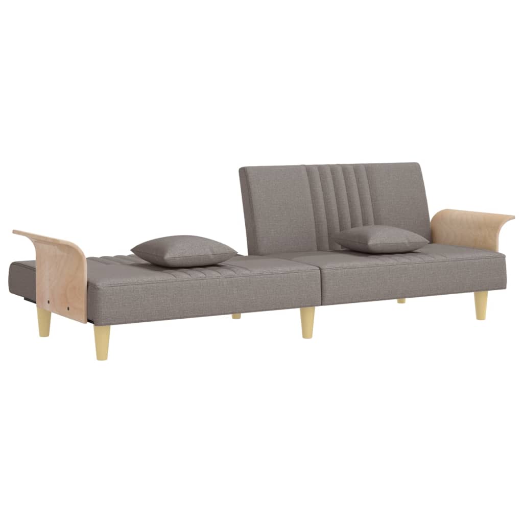 Schlafsofa mit Armlehnen Taupe Stoff