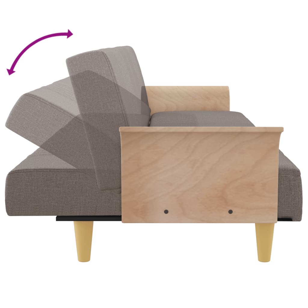 Schlafsofa mit Armlehnen Taupe Stoff