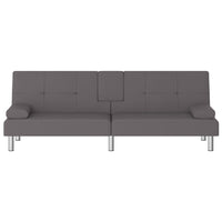 Thumbnail for Schlafsofa mit Getränkehaltern Grau Kunstleder