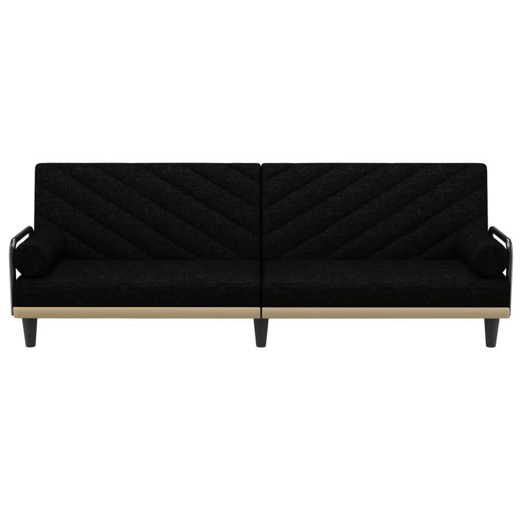 Schlafsofa mit Armlehnen Schwarz Stoff