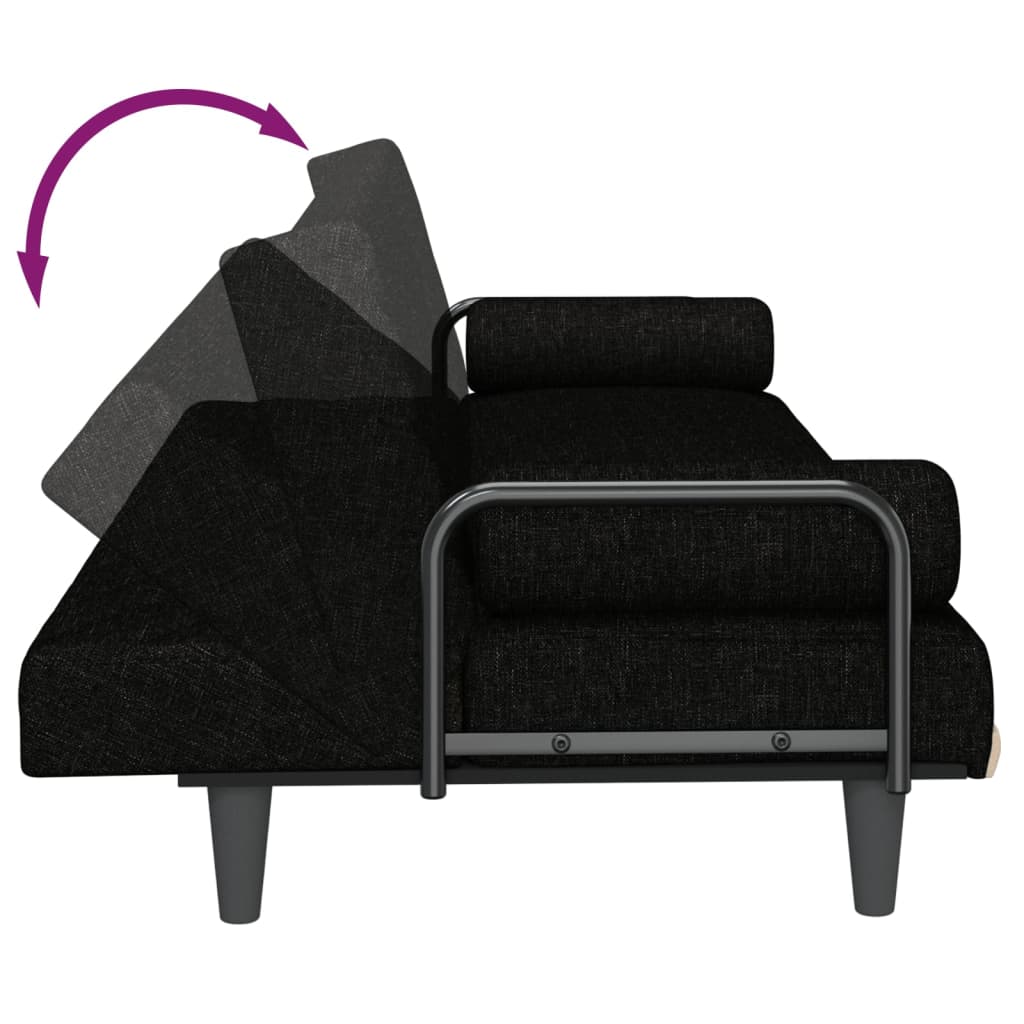 Schlafsofa mit Armlehnen Schwarz Stoff