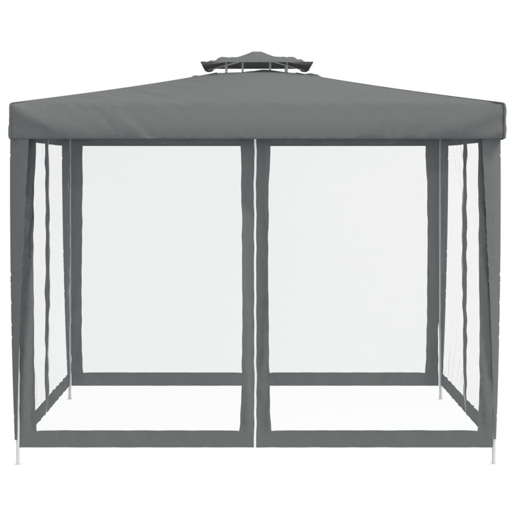 Pavillon mit Doppeldach Anthrazit 3x3x2,68 m Stoff