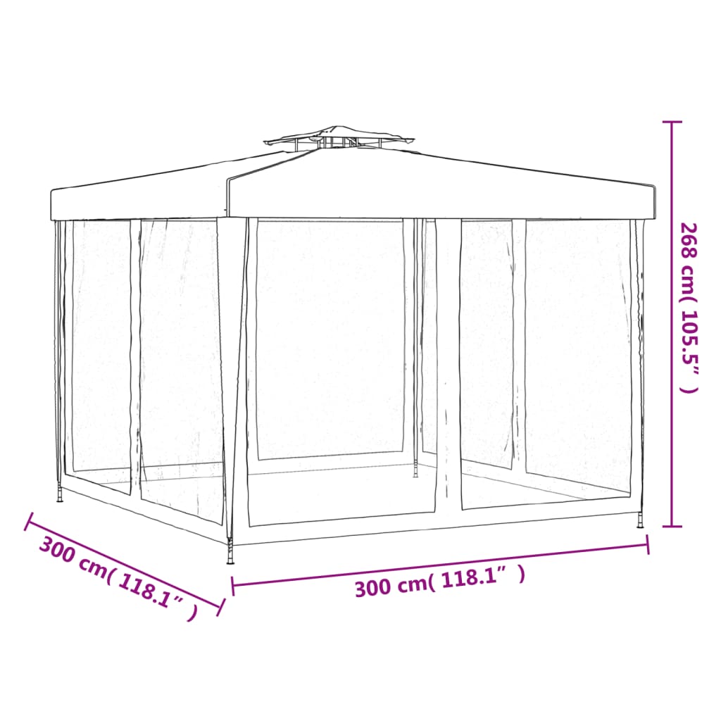 Pavillon mit Doppeldach Anthrazit 3x3x2,68 m Stoff