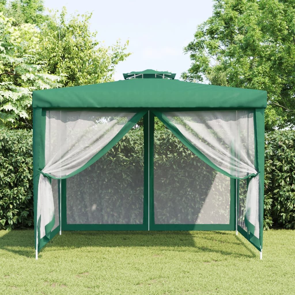 Pavillon mit Doppeldach Grün 3x3x2,68 m Stoff
