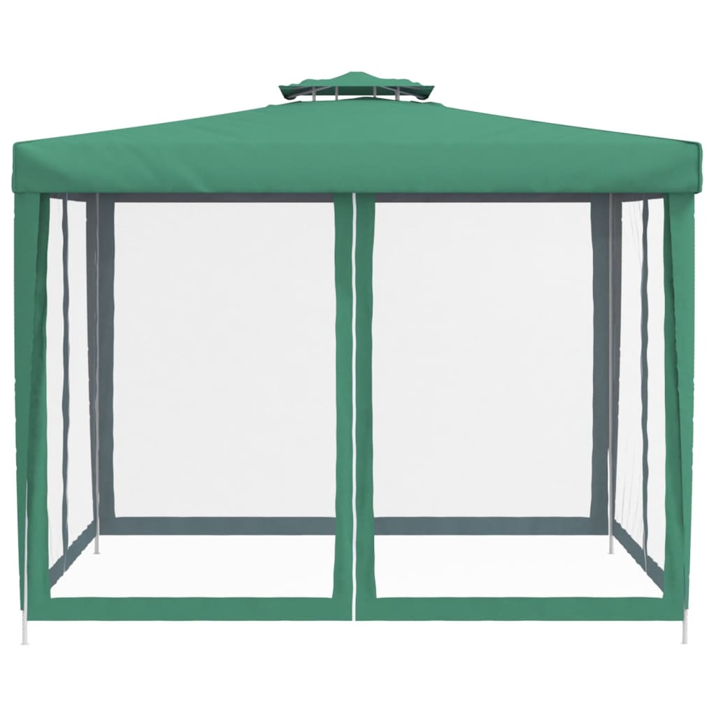 Pavillon mit Doppeldach Grün 3x3x2,68 m Stoff