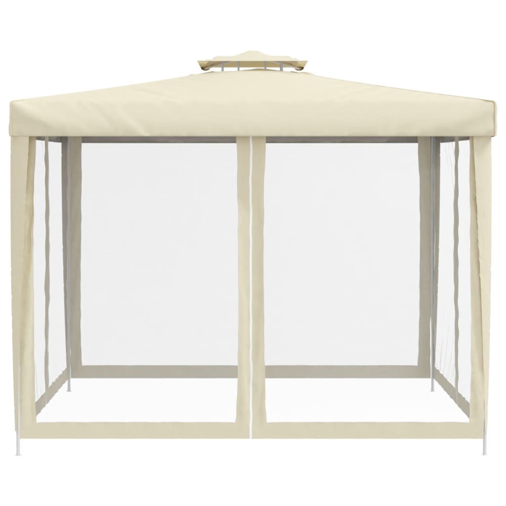 Pavillon mit Doppeldach Creme 3x3x2,68 m Stoff