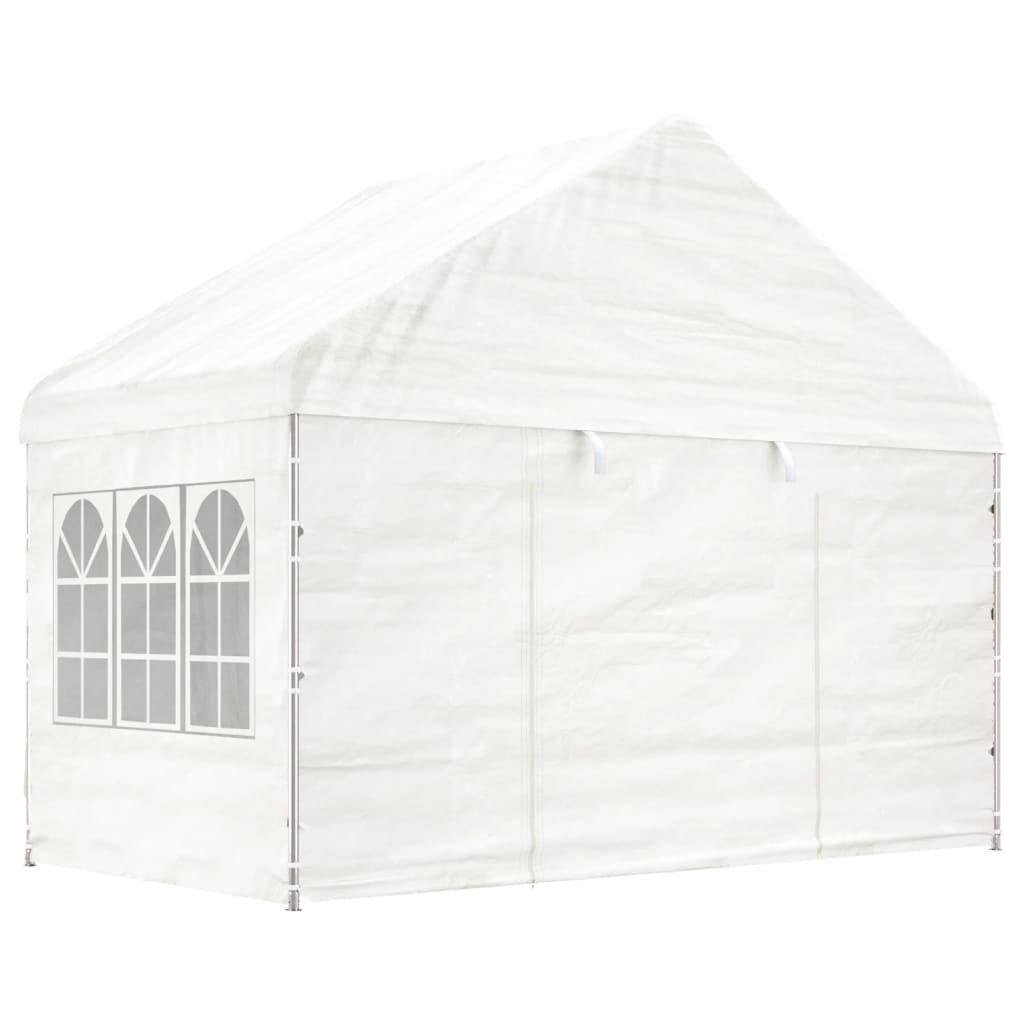 Pavillon mit Dach Weiß 4,08x2,23x3,22 m Polyethylen