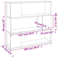 Thumbnail for Bücherregal/Raumteiler Räuchereiche 100x24x94 cm