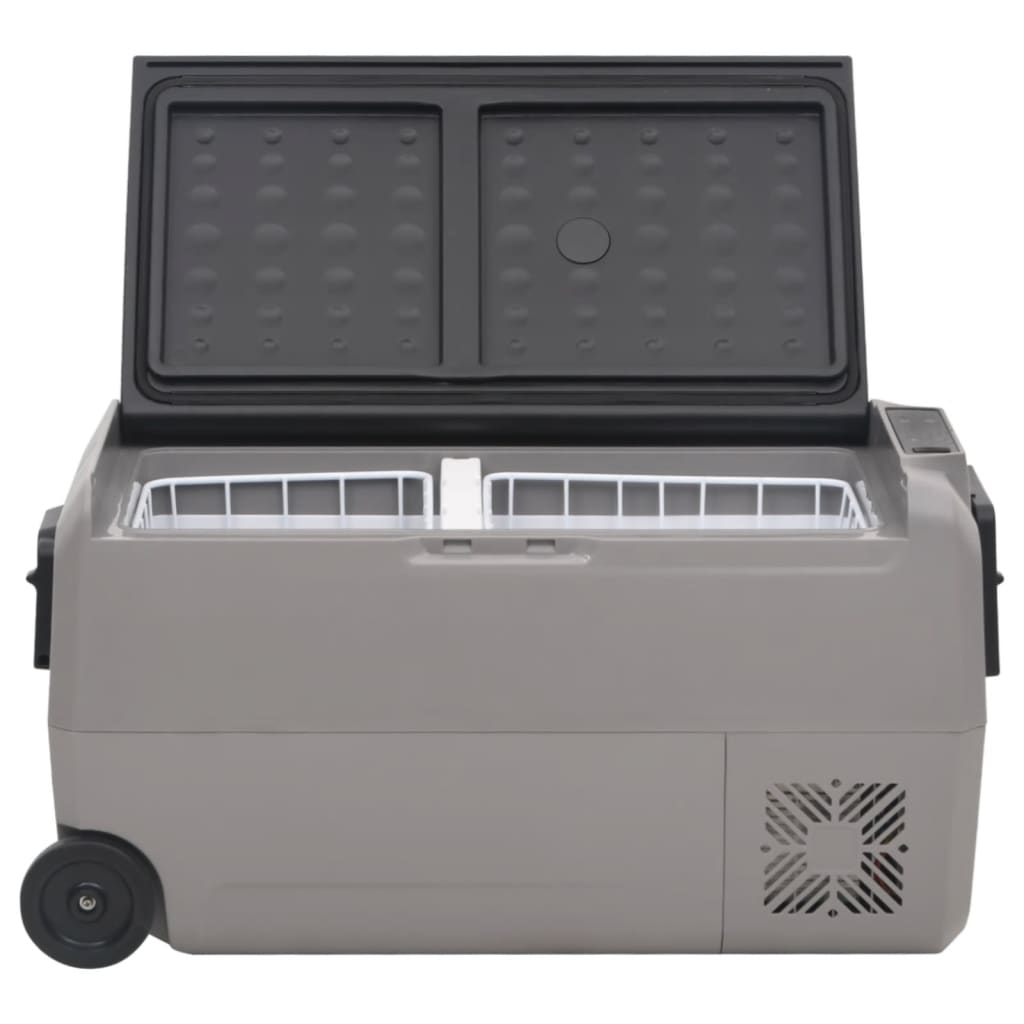 Kühlbox mit Rollen und Adapter Schwarz & Grau 60 L PP & PE