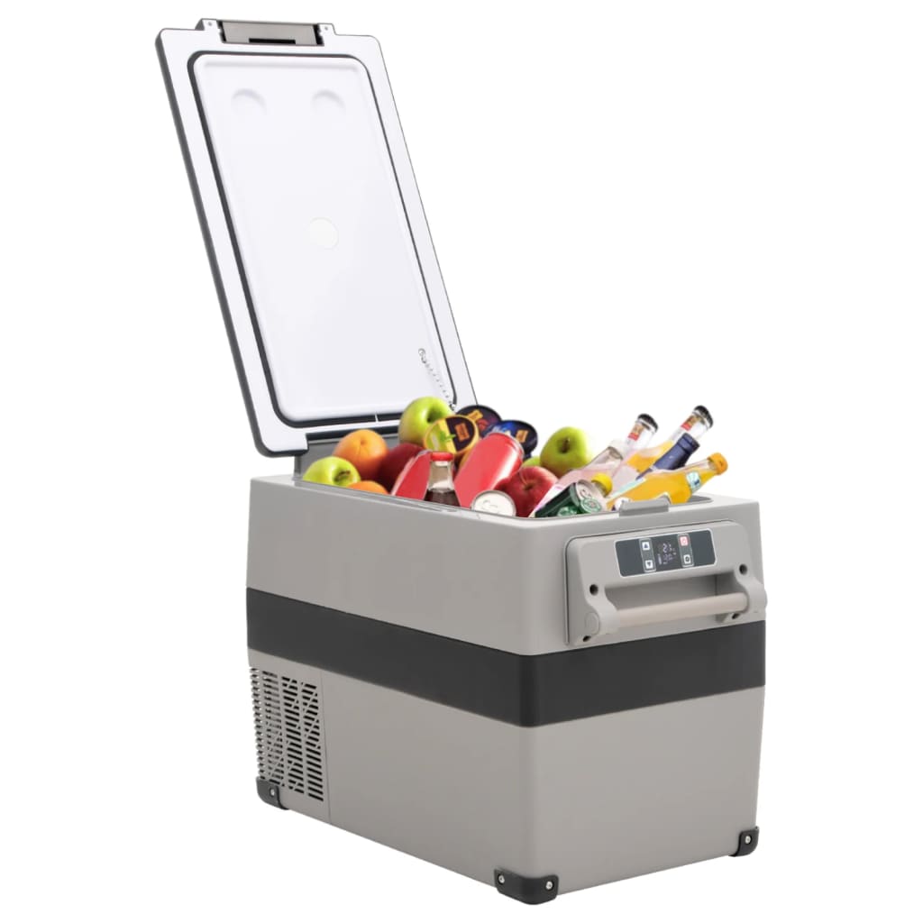Kühlbox mit Griff und Adapter Schwarz und Grau 55 L PP & PE