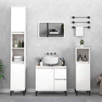 Thumbnail for Badschrank Weiß 30x30x190 cm Holzwerkstoff