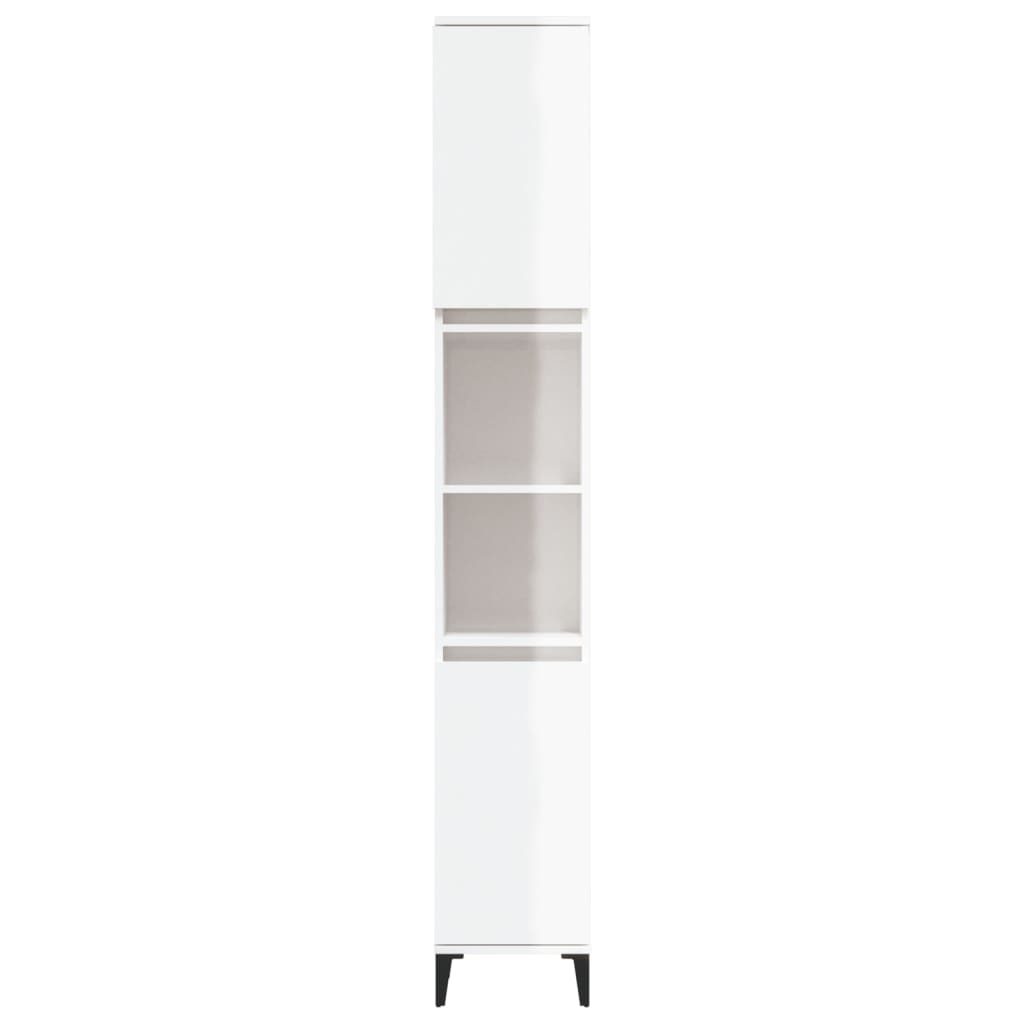 Badschrank Hochglanz-Weiß 30x30x190 cm Holzwerkstoff
