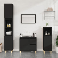 Thumbnail for Badschrank Schwarz 30x30x100 cm Holzwerkstoff