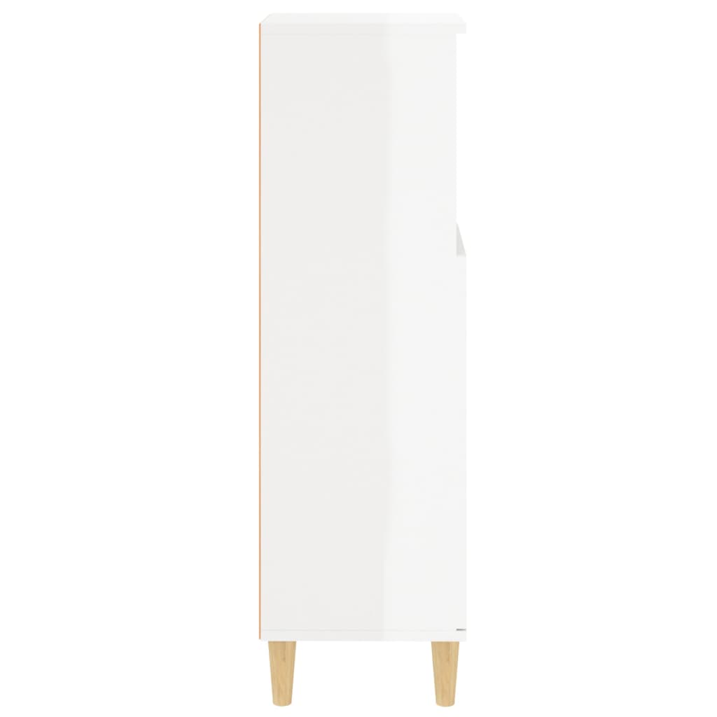 Badschrank Hochglanz-Weiß 30x30x100 cm Holzwerkstoff