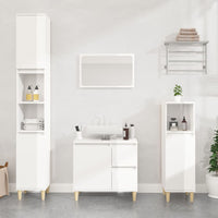 Thumbnail for Badschrank Hochglanz-Weiß 30x30x100 cm Holzwerkstoff