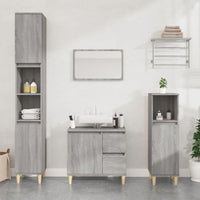 Thumbnail for Badschrank Grau Sonoma 30x30x100 cm Holzwerkstoff