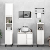 Thumbnail for Badschrank Hochglanz-Weiß 30x30x100 cm Holzwerkstoff