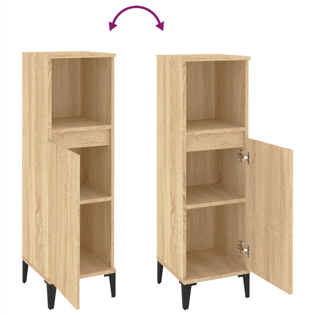 Badschrank Sonoma-Eiche 30x30x100 cm Holzwerkstoff