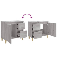 Thumbnail for Badschrank Grau Sonoma 65x33x60 cm Holzwerkstoff