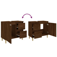 Thumbnail for Badschrank Braun Eichen-Optik 65x33x60 cm Holzwerkstoff