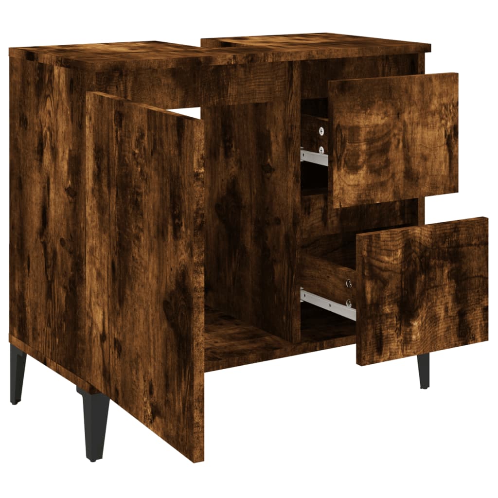 Badschrank Räuchereiche 65x33x60 cm Holzwerkstoff
