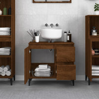 Thumbnail for Badschrank Braun Eichen-Optik 65x33x60 cm Holzwerkstoff