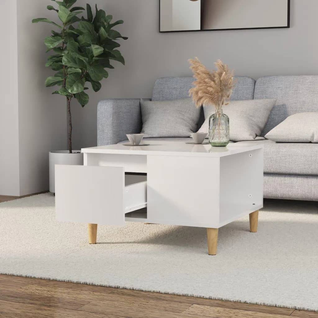 Couchtisch Hochglanz-Weiß 55x55x36,5 cm Holzwerkstoff