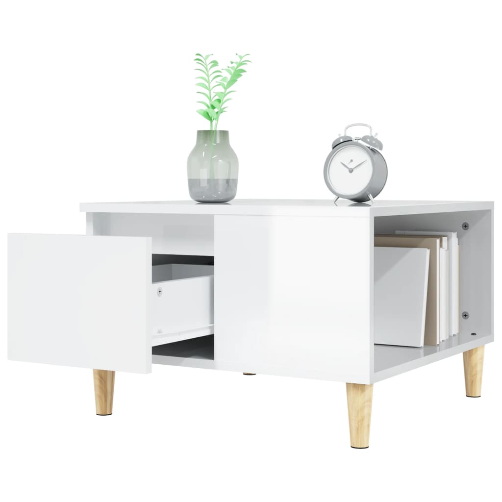 Couchtisch Hochglanz-Weiß 55x55x36,5 cm Holzwerkstoff