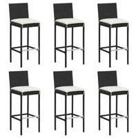 Thumbnail for Barhocker mit Kissen 6 Stk. Schwarz Poly Rattan
