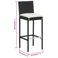 Thumbnail for Barhocker mit Kissen 6 Stk. Schwarz Poly Rattan