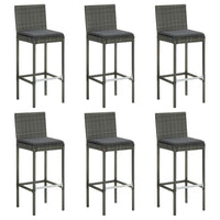 Thumbnail for Barhocker mit Kissen 6 Stk. Grau Poly Rattan
