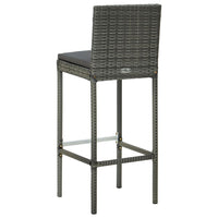 Thumbnail for Barhocker mit Kissen 6 Stk. Grau Poly Rattan