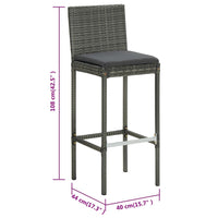 Thumbnail for Barhocker mit Kissen 6 Stk. Grau Poly Rattan