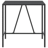 Thumbnail for Bartisch mit Glasplatte Schwarz 110x70x110 cm Poly Rattan