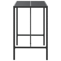 Thumbnail for Bartisch mit Glasplatte Schwarz 110x70x110 cm Poly Rattan