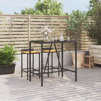 Thumbnail for Bartisch mit Glasplatte Schwarz 110x70x110 cm Poly Rattan