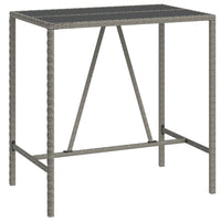 Thumbnail for Bartisch mit Glasplatte Grau 110x70x110 cm Poly Rattan