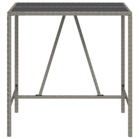 Thumbnail for Bartisch mit Glasplatte Grau 110x70x110 cm Poly Rattan