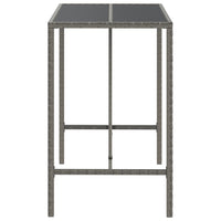 Thumbnail for Bartisch mit Glasplatte Grau 110x70x110 cm Poly Rattan